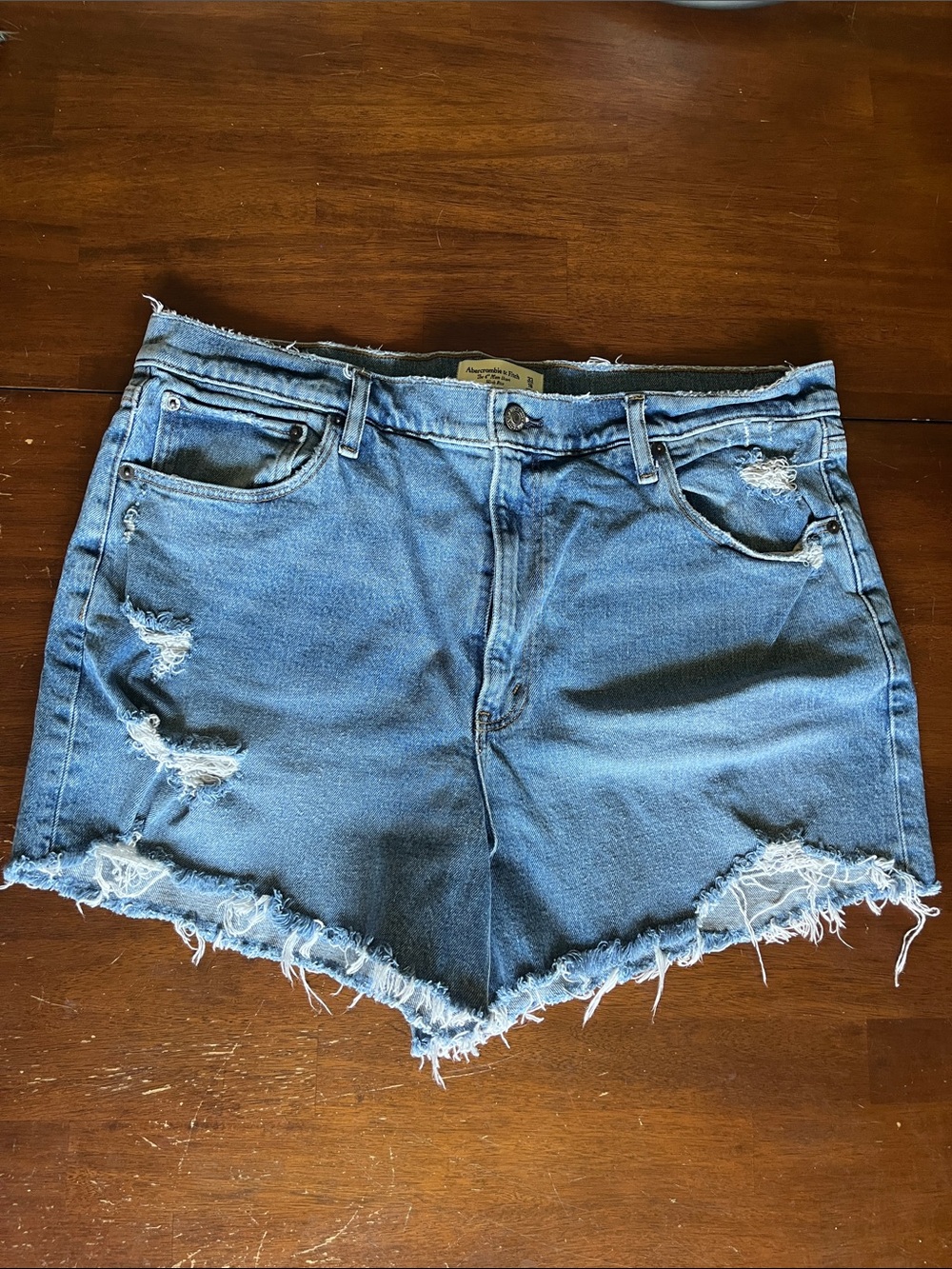 Abercrombie & Fitch Light Blue Distressed Denim Cutoff Shorts